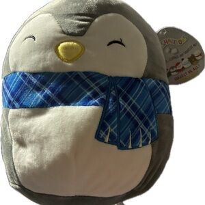 Squishmallows Christmas Penguin Grey Blue Scarf 8” Winter Soft Stuffed Toy 2019